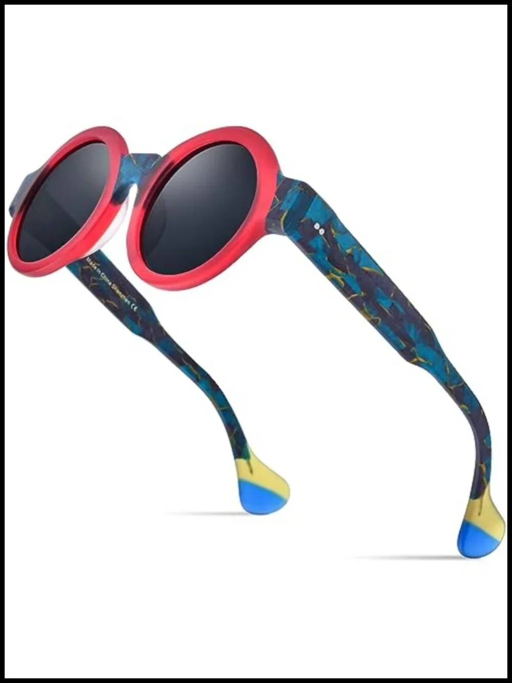 Matte Acetate Vintage Retro Round Polarized Sunglasses for Women